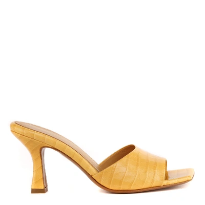 Aldo Castagna Embossed Leather Open Toe Sandals In Yellow