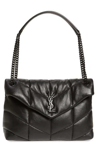 Saint Laurent Medium Loulou Puffer Quilted Leather Crossbody Bag In Noir