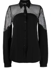 JUST CAVALLI MESH PANEL LONG SLEEVE SHIRT