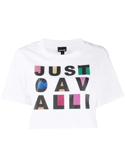 Just Cavalli Logo印花短款t恤 In White