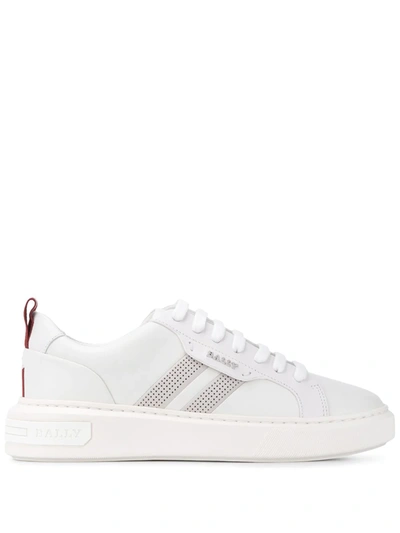Bally Maxim Perforated Stripe Sneakers In White