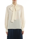 CHLOÉ PINSTRIPED SILK BLOUSE WITH SCARF,CHC20UHT25307117