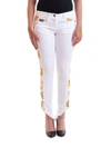 VERSACE JEANS COUTURE PATTERNED BANDS JEANS IN WHITE