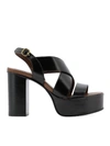 SEE BY CHLOÉ LEATHER PLATFORM SANDALS IN BLACK,SB34075A11130999