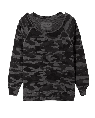 Nili Lotan Luka Scoop Neck Sweatshirt In Charcoal Camouflage Print
