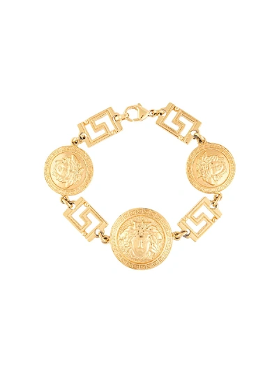 Pre-owned Versace Medusa Greca Bracelet In Gold