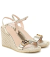 GUCCI Double G leather espadrille wedges,P00490523