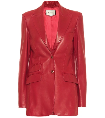 Gucci Lambskin Tailored Blazer In Red