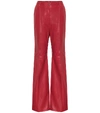 GUCCI HIGH-RISE FLARED LEATHER trousers,P00493282