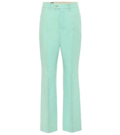 Gucci High-rise Flared Cady Trousers In Green