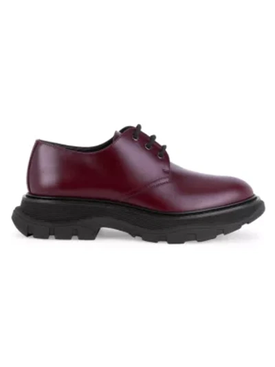 Alexander Mcqueen Tread Exaggerated-sole Leather Derby Shoes In Oxblood