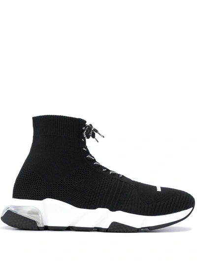 Balenciaga Speed Stretch-knit High-top Sneakers In Black