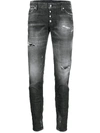 Dsquared2 Distressed Zipped Ankle Skinny Trousers In Black