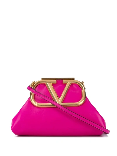 Valentino Garavani Pink Supervee Leather Clutch Bag ModeSens