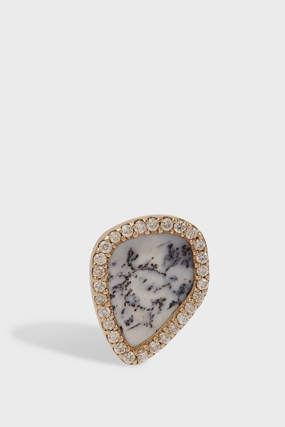 Monique Péan Diamond And 18k White Gold Dendrite Agate Stud Earrings In W Gold