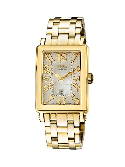 Gevril Women's Mezzo Rectangle Goldtone Stainless Steel Diamond Watch