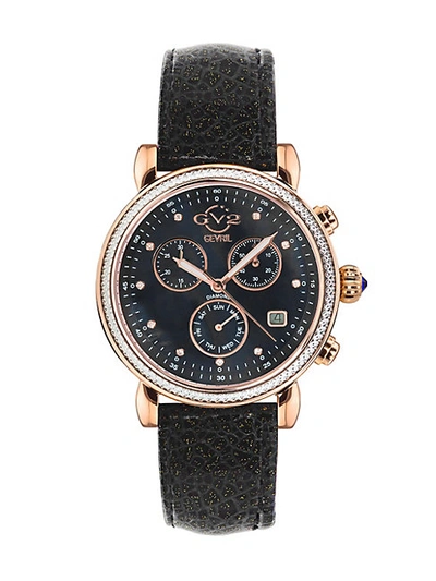Gv2 Women's Marsala Sparkle Chronograph Diamond Stainless Steel Leather Strap Watch