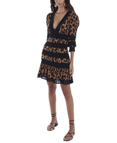Allison New York Women's Leopard Lace Trim Mini Dress In Brown