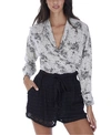 ALLISON NEW YORK WOMEN'S PETITE FLORAL WRAP TOP