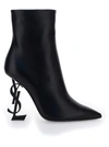 SAINT LAURENT OPYUM ANKLE BOOTS IN LEATHER WITH BLACK HEEL,11427697