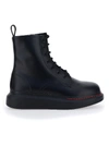 Alexander Mcqueen Black Contrast Sole Hybrid Combat Boots In Black/black