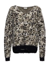 Saint Laurent Leopard Print Knit Sweater In Grey