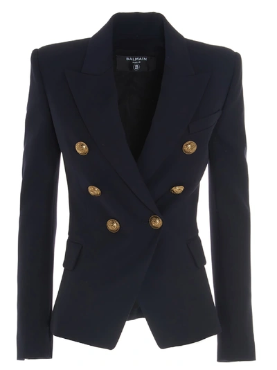 Balmain Serge Blazer In Blue