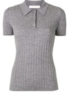 DION LEE RIBBED MERINO POLO TOP