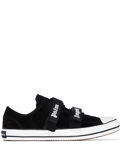 Palm Angels Logo-print Touch-strap Sneakers In Black White