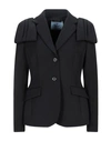 Prada Flap Detail Blazer Jacket In Black