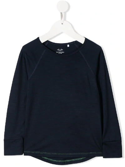 Knot Kids' Merino Wool Fine Knit T-shirt In Blue