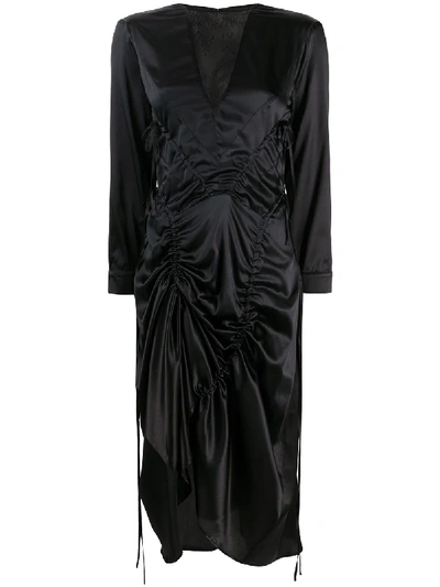 Almaz Ruched-detail Midi Dress In Black