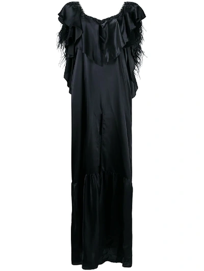 Almaz Cool Queen Feather-embellished Dress In Black