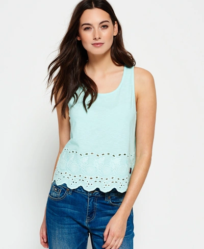 Superdry Beach Broiderie Shell Top In Turquoise