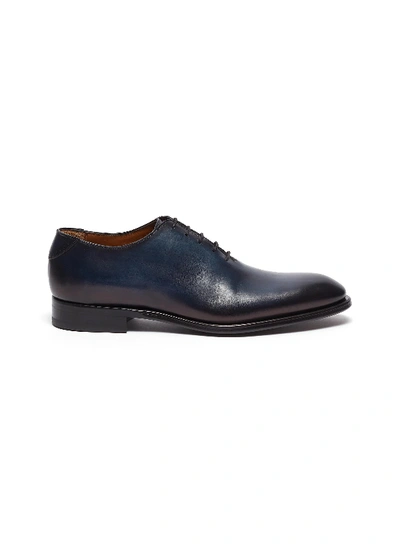 Antonio Maurizi Camel Leather Oxford Shoes In Blue