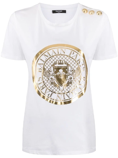 Balmain Logo-print Slim-fit T-shirt In White