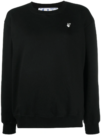 Off-white Floral Embroidered Arrows Logo Sweatshirt In Black