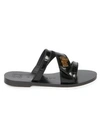 GIVENCHY WOMEN'S EDEN CROC-EMBOSSED LEATHER SLIDES,0400012515485