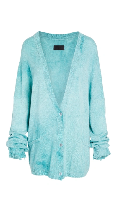 Rta Ella Tie-dye Cashmere Cardigan In Light Green/blue