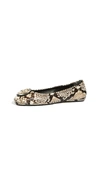 Tory Burch Minnie Leather Ballet Flats In Warm Roccia