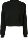 Cotton Citizen Distressed Cropped Sweater In Black
