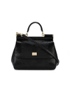 Dolce & Gabbana Medium Sicily Top Handle Bag In Dauphine Leather In Black