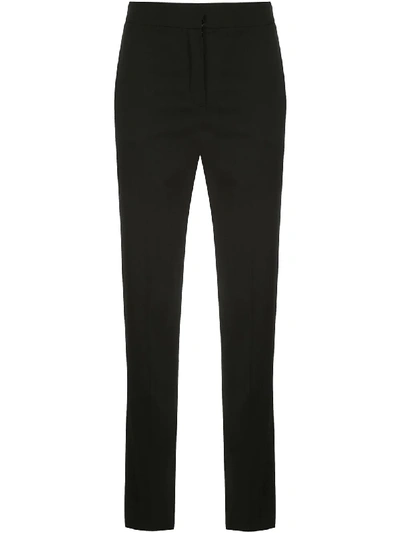 Oscar De La Renta High-waist Straight-leg Tuxedo Trousers W/ Sequin Stripe In Black