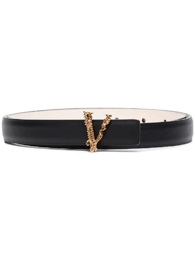 Versace Leather Waist Belt In Black