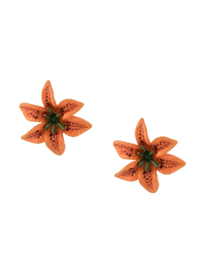 Dolce & Gabbana Lilium Clip-on Earrings In Orange