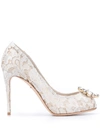 DOLCE & GABBANA CRYSTAL EMBELLISHED LACE PUMPS