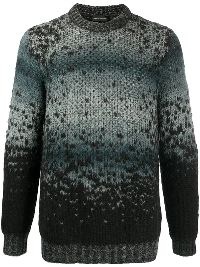 Roberto Collina Gradient Knitted Long Sleeve Jumper In Black