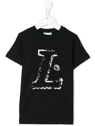 Lanvin Enfant Kids' Faded Logo Print T-shirt In Black
