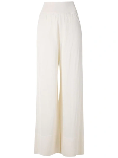 Egrey Knitted Sheer Wide Leg Trousers In Neutrals