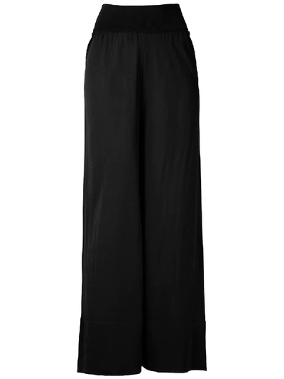 Egrey Knit Sheer Wide-leg Trousers In Black